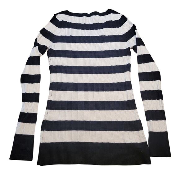 🖤 Pink Rose Juniors L Knit Striped Tunic Sweater – Black & Beige – GUC - Picture 3 of 9